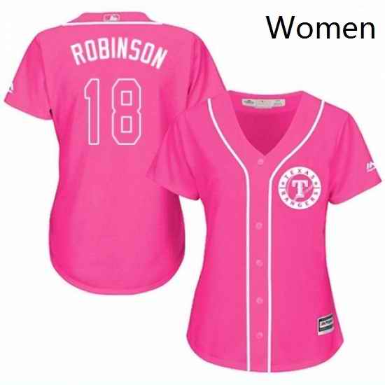 Womens Majestic Texas Rangers 18 Drew Robinson Replica Pink Fashion Cool Base MLB Jersey